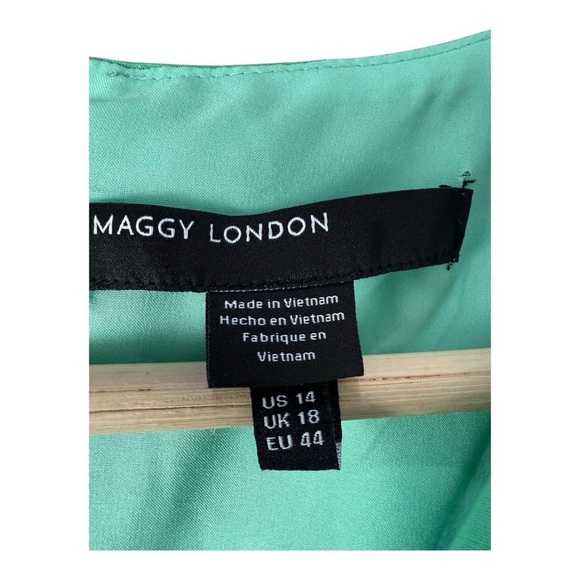 Maggy London V-Neck Sleeveless Ruffle Front Tiered Maxi Dress in Katydid Green - Picture 5 of 12